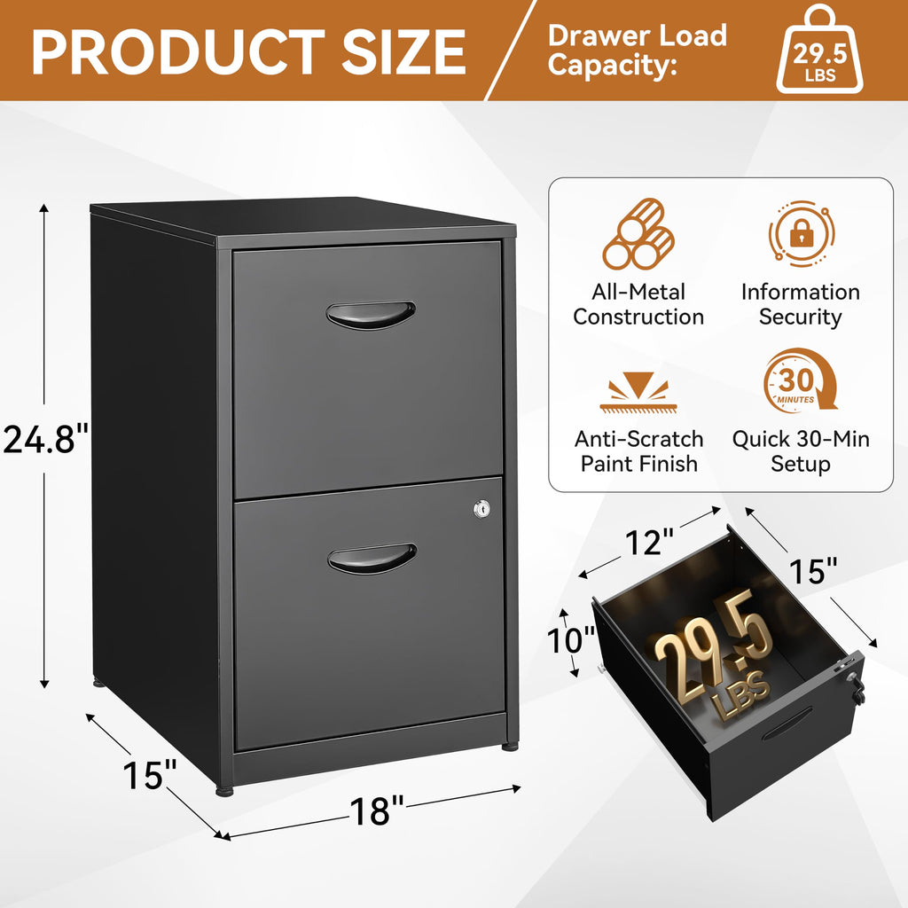 2 Drawer Metal File Cabinet with Lock G896636