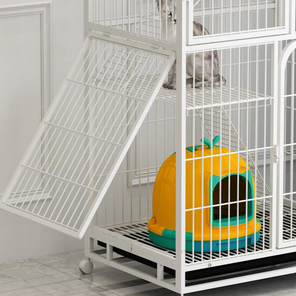 Large 3-Tier Metal Wire Cat Cage with Hammock and Casters S183