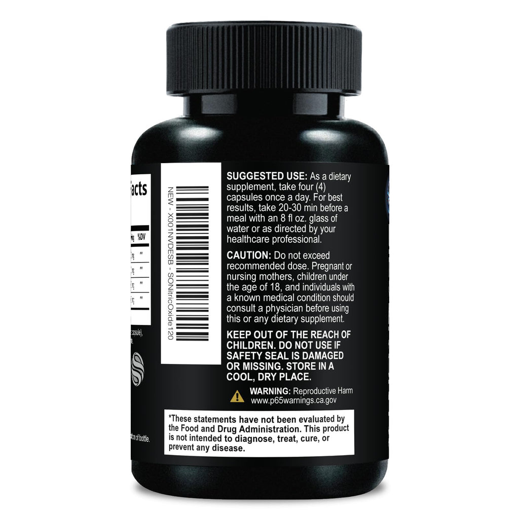 Nitric Oxide Supplement 3000mg Blend L-Arginine & L-Citrulline 120 Capsules S43326