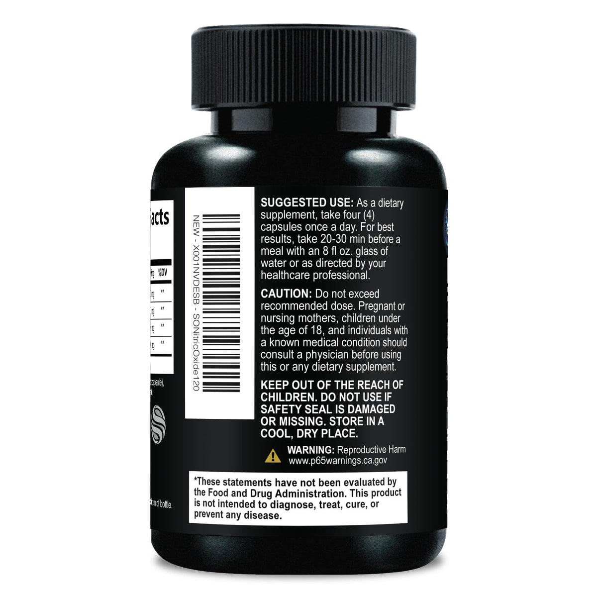 Nitric Oxide Supplement 3000mg Blend L-Arginine & L-Citrulline 120 Capsules S43326