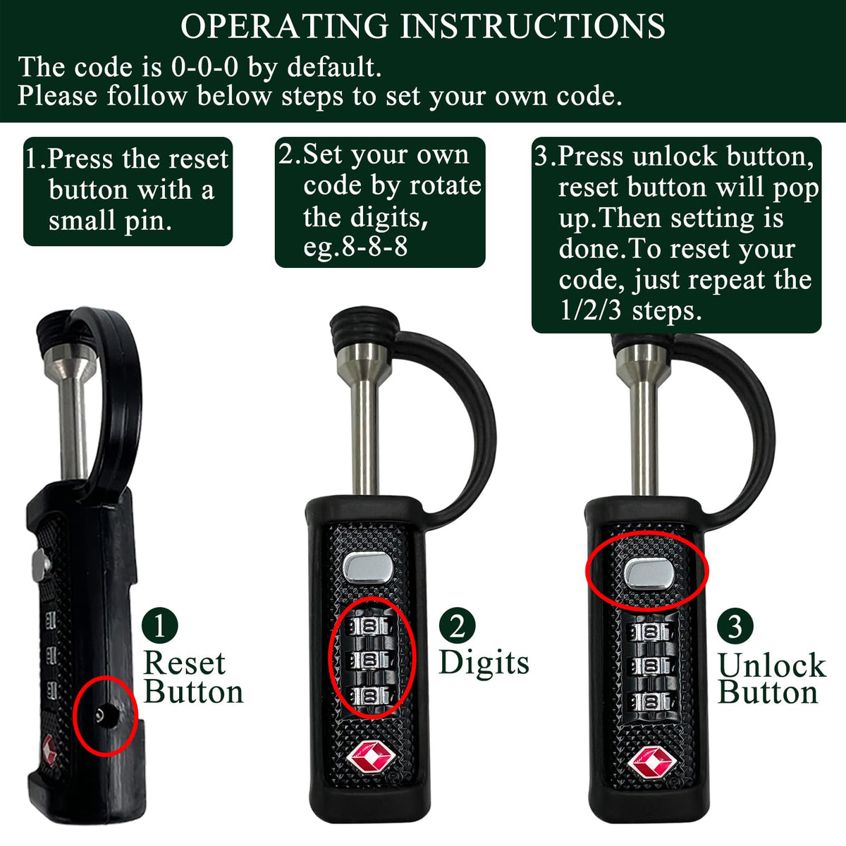 Orange 4-Pack 3-Dial Combo Lock B323192
