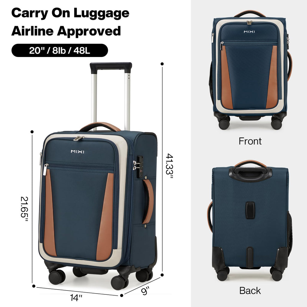20 Inch Expandable Softside Carry On Luggage with Front Pocket K124516