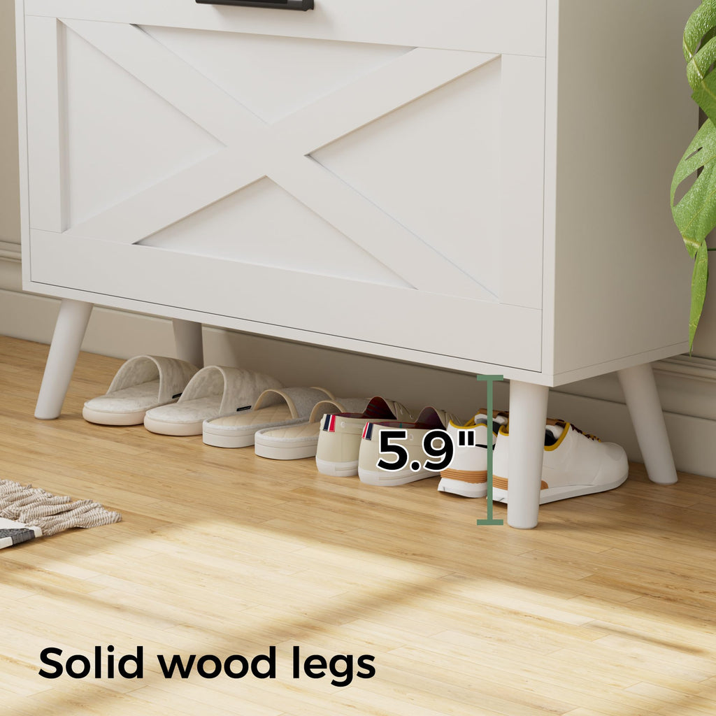 Farmhouse Shoe Storage Cabinet with Flip Drawers F527