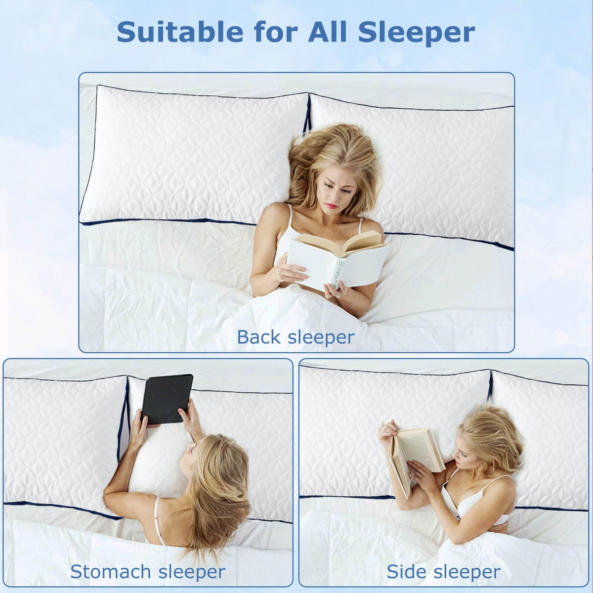 King Size Set of 2 Cooling Breathable Down Alternative Pillows X35364