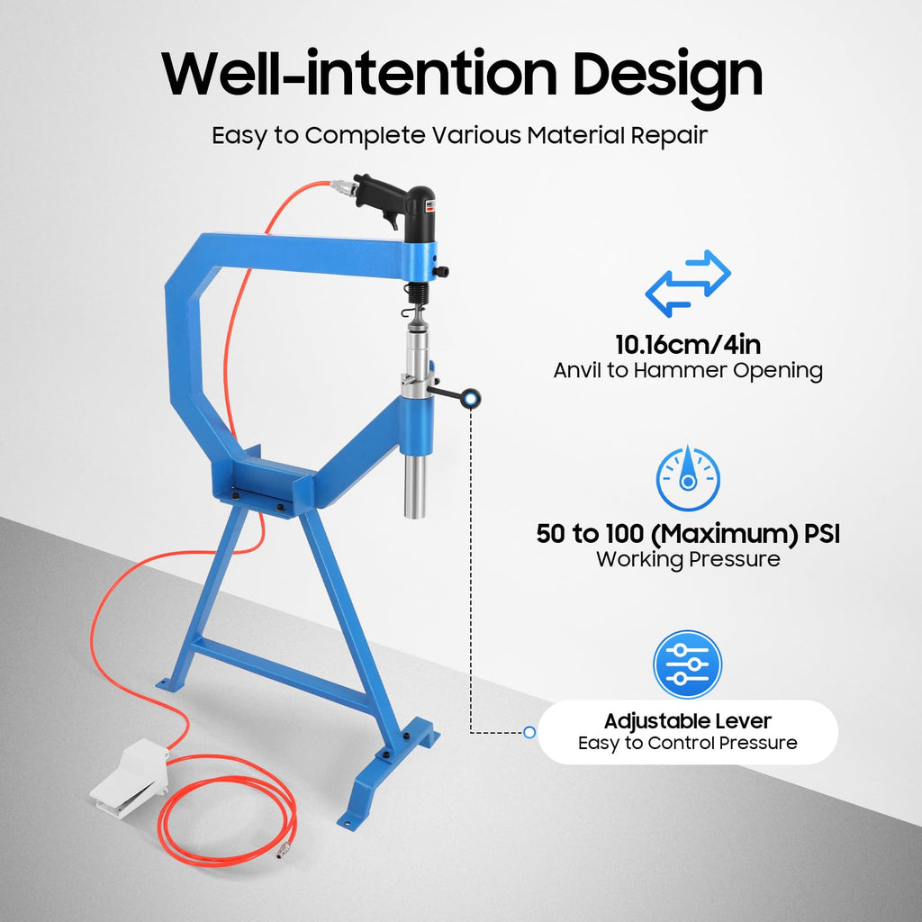 Pneumatic Planishing Hammer with Adjustable Anvil and Pedal S458