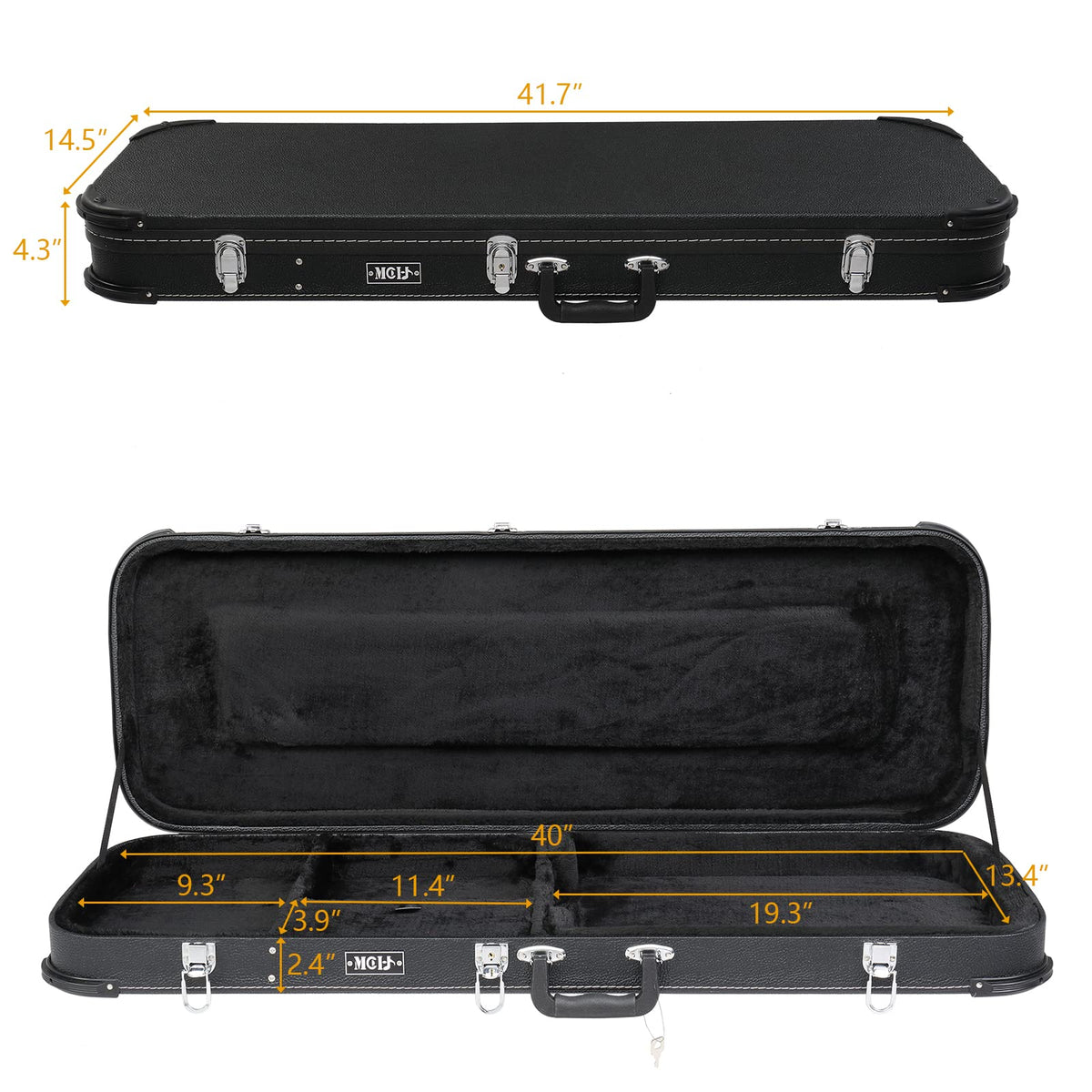 Black Electric Guitar Wood Hard Case with Handle G70298