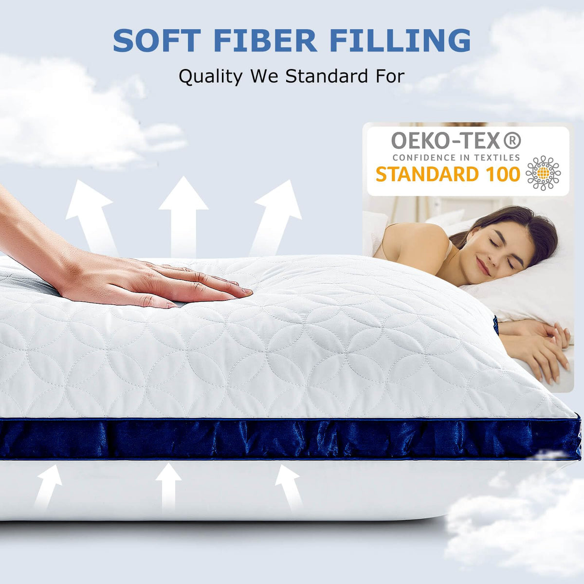 King Size Set of 2 Cooling Breathable Down Alternative Pillows X35364