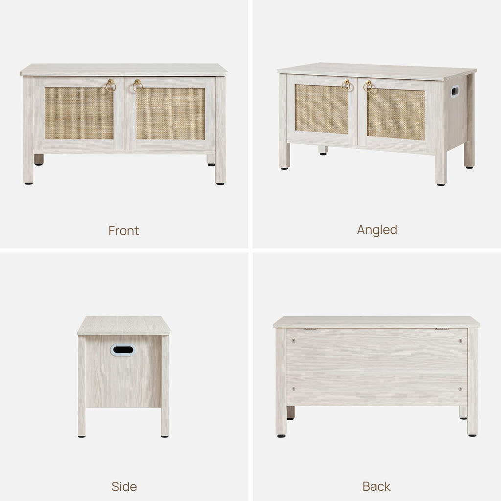 Rattan Storage Bench with 2 Safety Hinges T3071