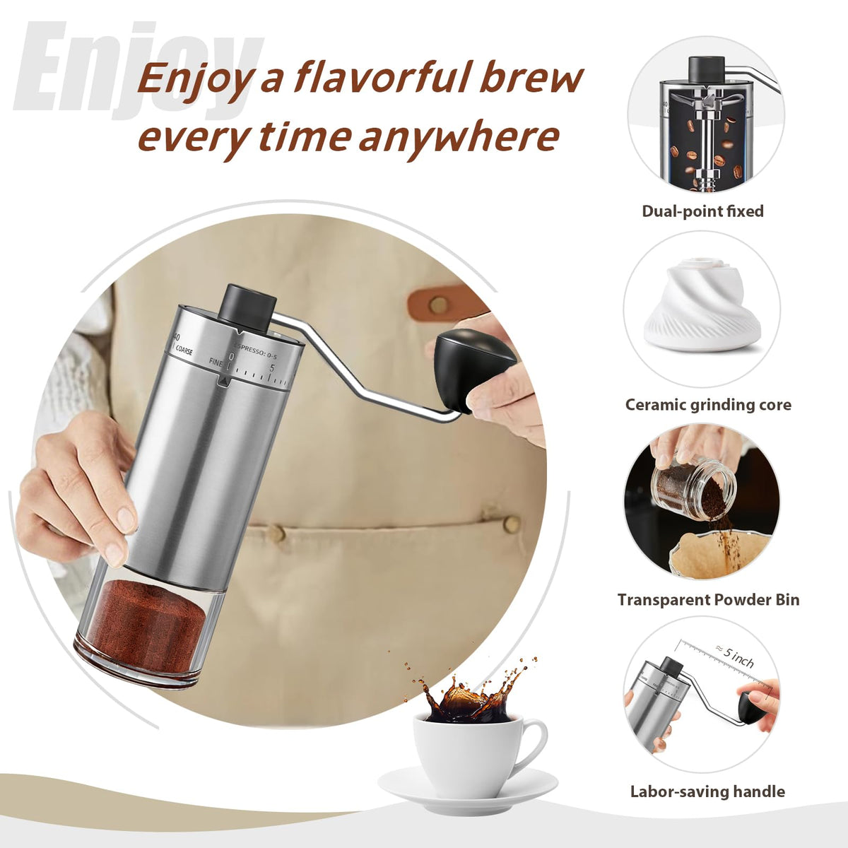 Manual Coffee Grinder, Ceramic Burr G870
