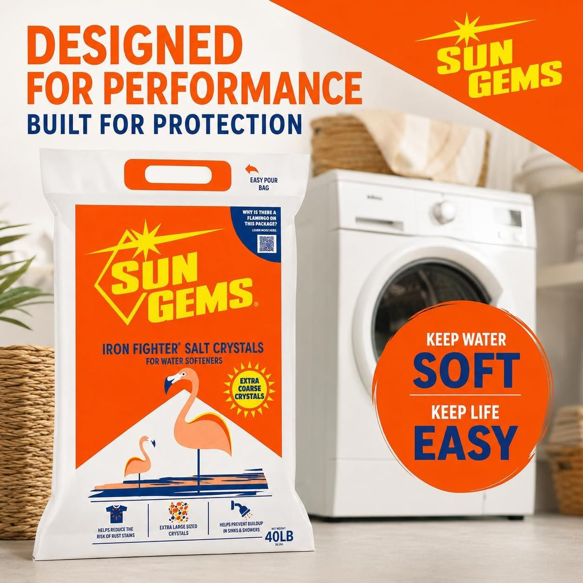 Water Softener Salt Crystals 40 lb Extra Coarse G9187