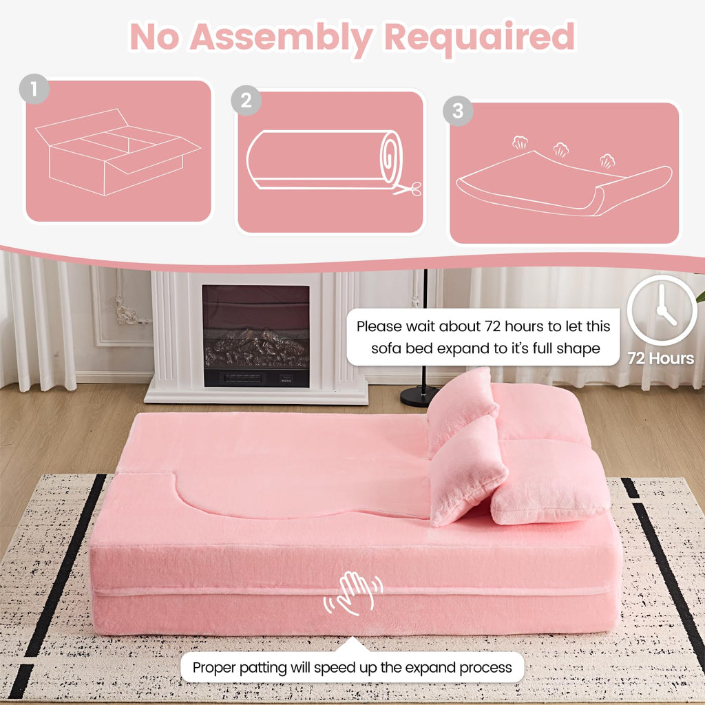Pink Convertible Sofa Bed N92013