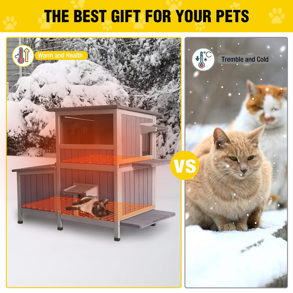 Heated Insulated Outdoor Cat House with Liner S81547