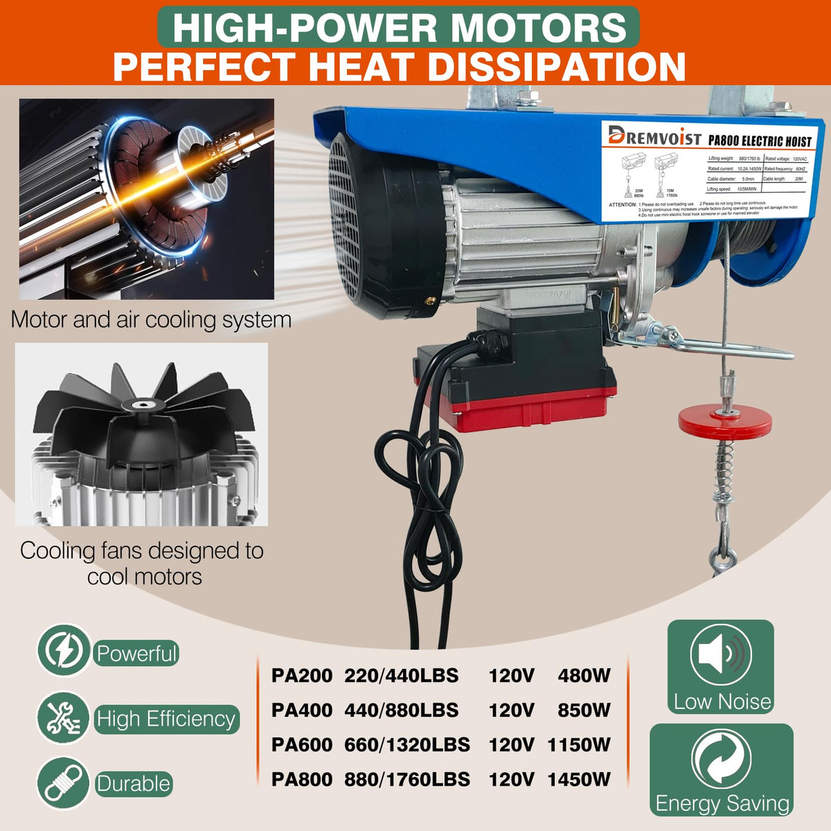 Electric Hoist 110V 1760 LBS with Remote Control L88996
