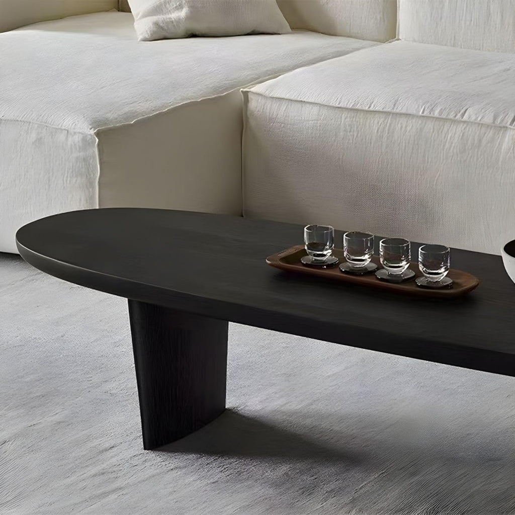Black Wood Oval Coffee Table 59" L x 19" W x 16" H R941