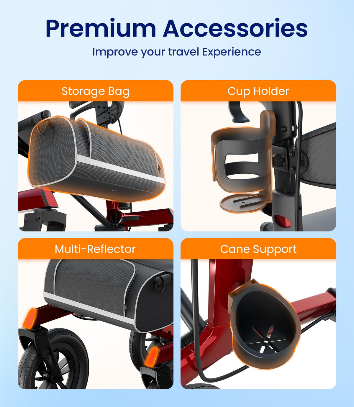 Walkers for Seniors with Seat Outdoor Rollator 12'' All Terrain Z5614