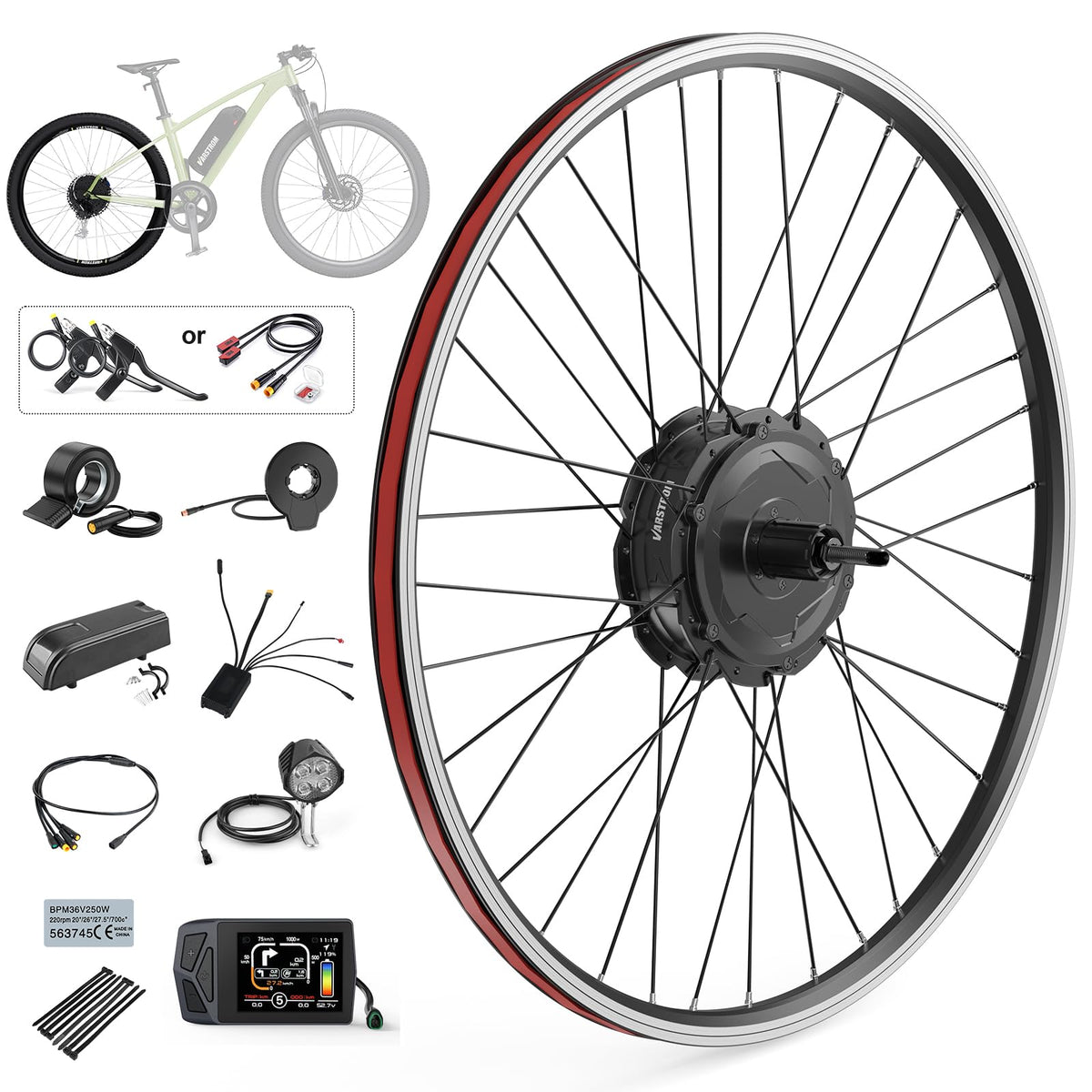 48V 750W Rear Electric Bike Conversion Kit O32004