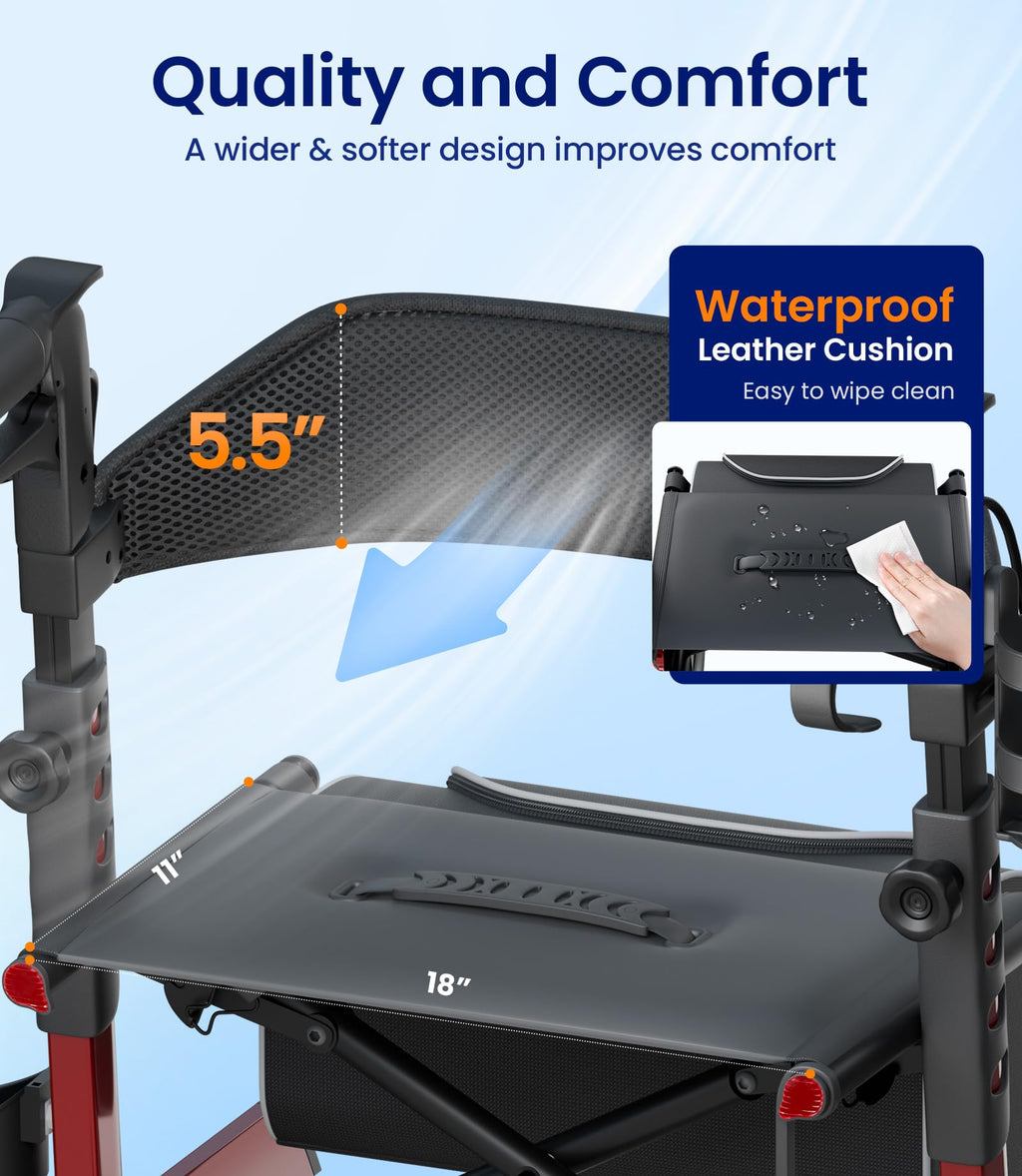 Walkers for Seniors with Seat Outdoor Rollator 12'' All Terrain Z5614