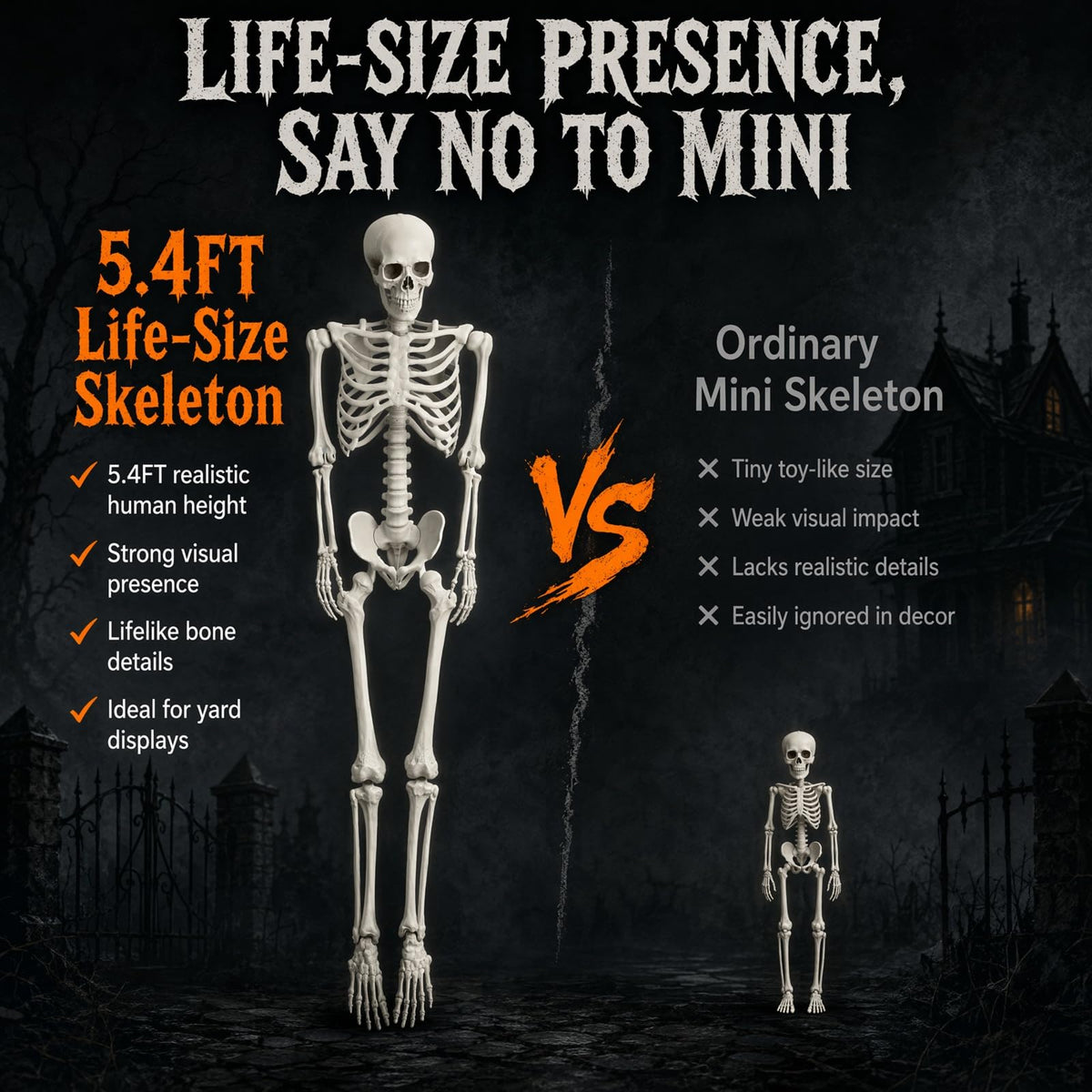 5.4FT Halloween Skeleton with Movable Joints D549934