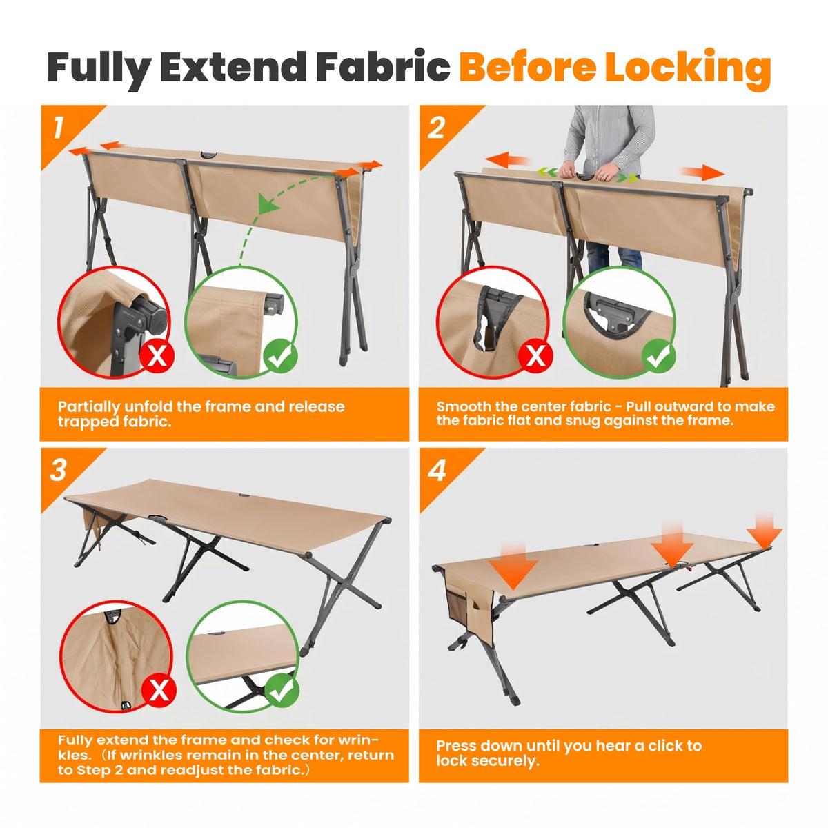 Heavy Duty 31.5'' Wide Folding Camping Cot T9400