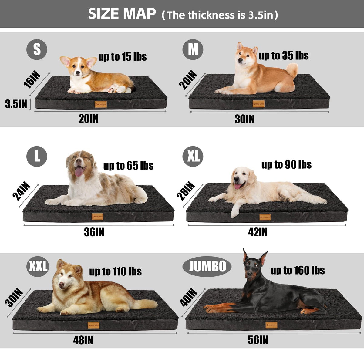 Large Washable Dog Bed 36''X24'' Black A831869