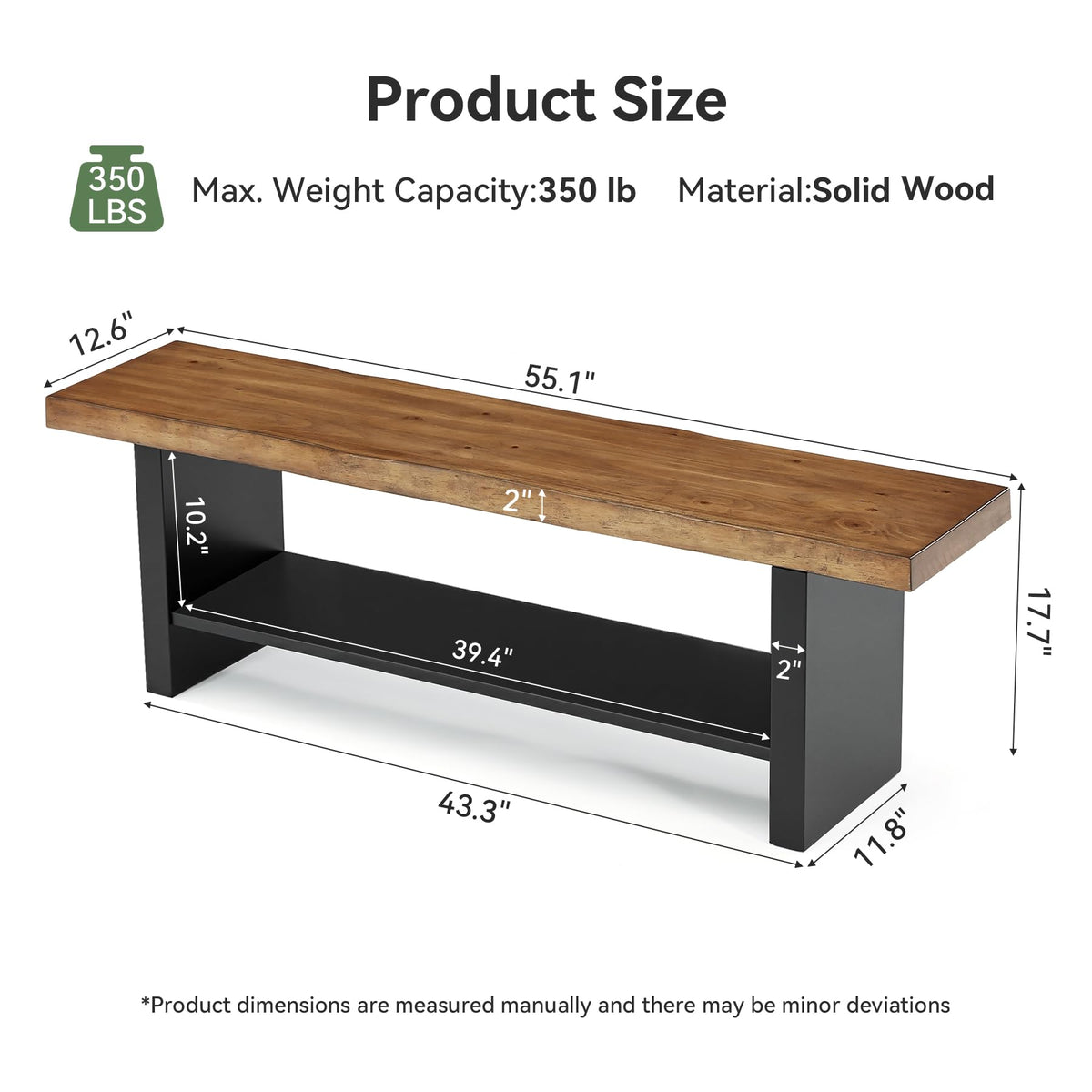 55" Solid Wood 2-Tier Shoe Storage Bench Z68723