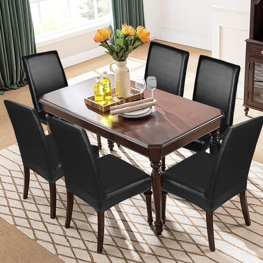 Black Pu Leather Chair Covers Set of 4 Q457243