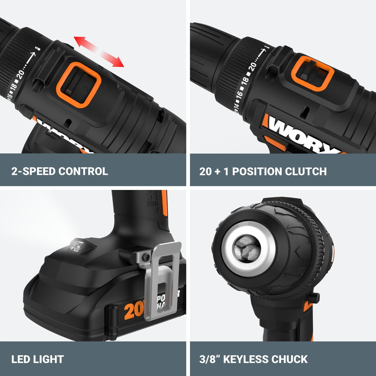 Cordless Drill Driver 20V 3/8-Inch 84-Piece Kit Z578965