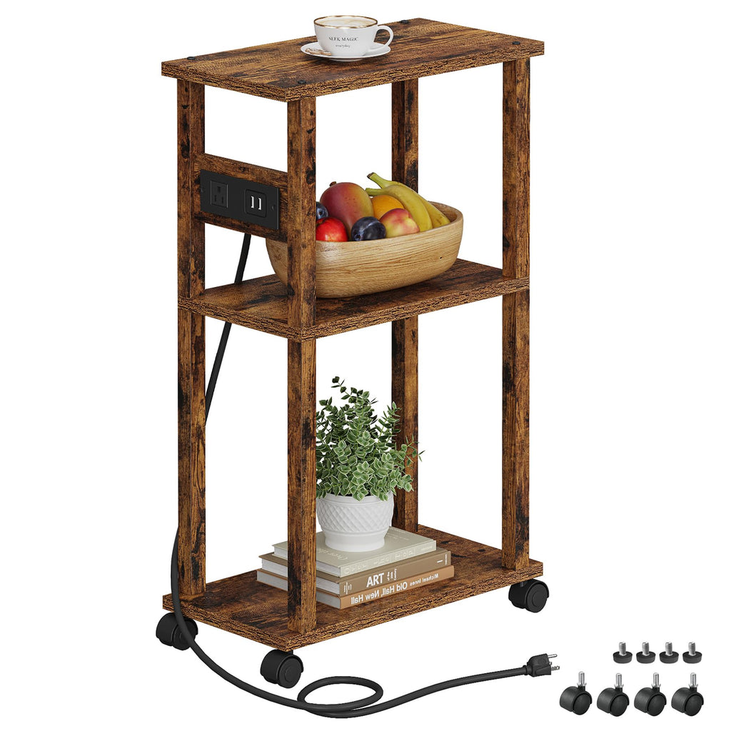 Small Narrow Side Table with Charging Station W217