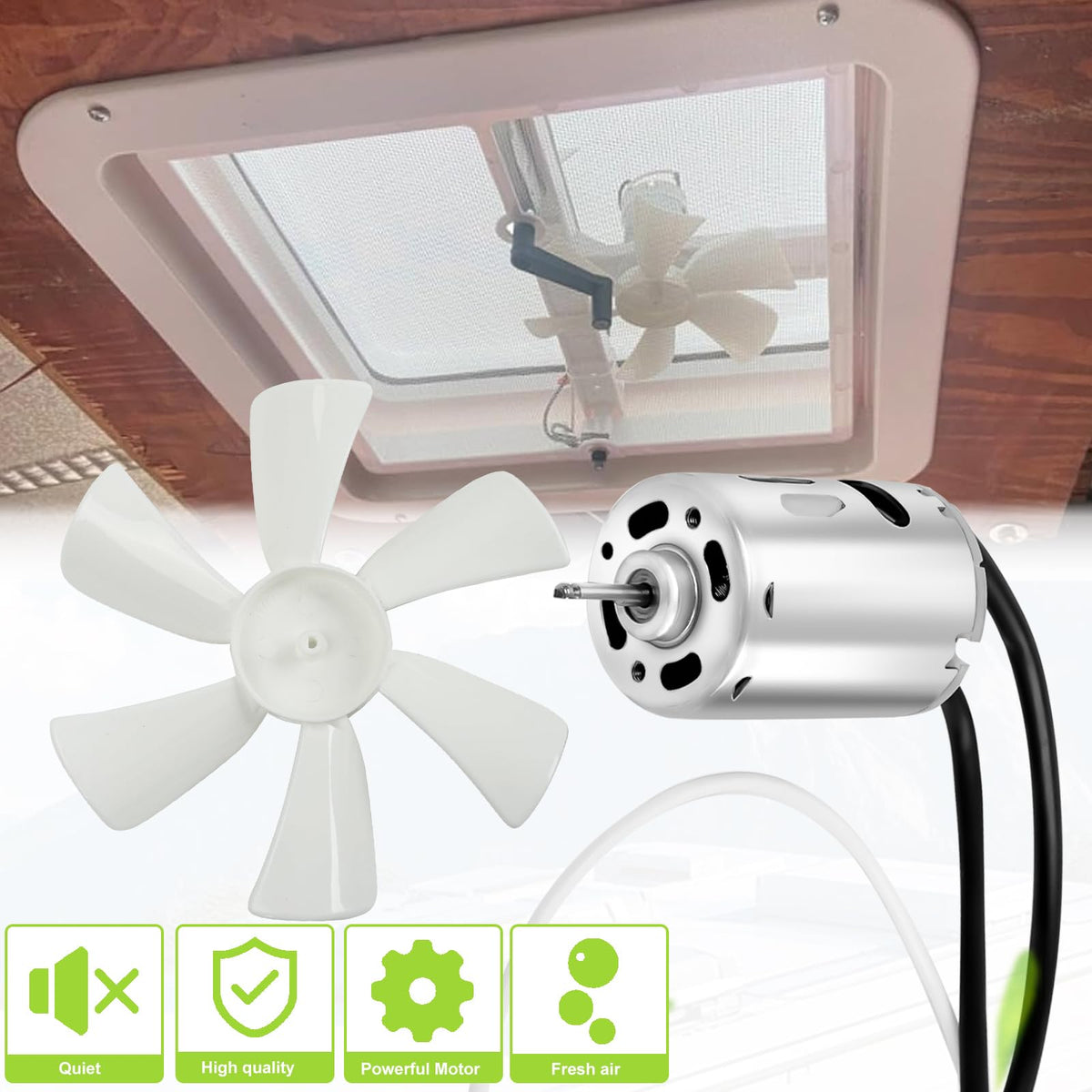 14" RV Roof Vent with 12V Fan, White W75634