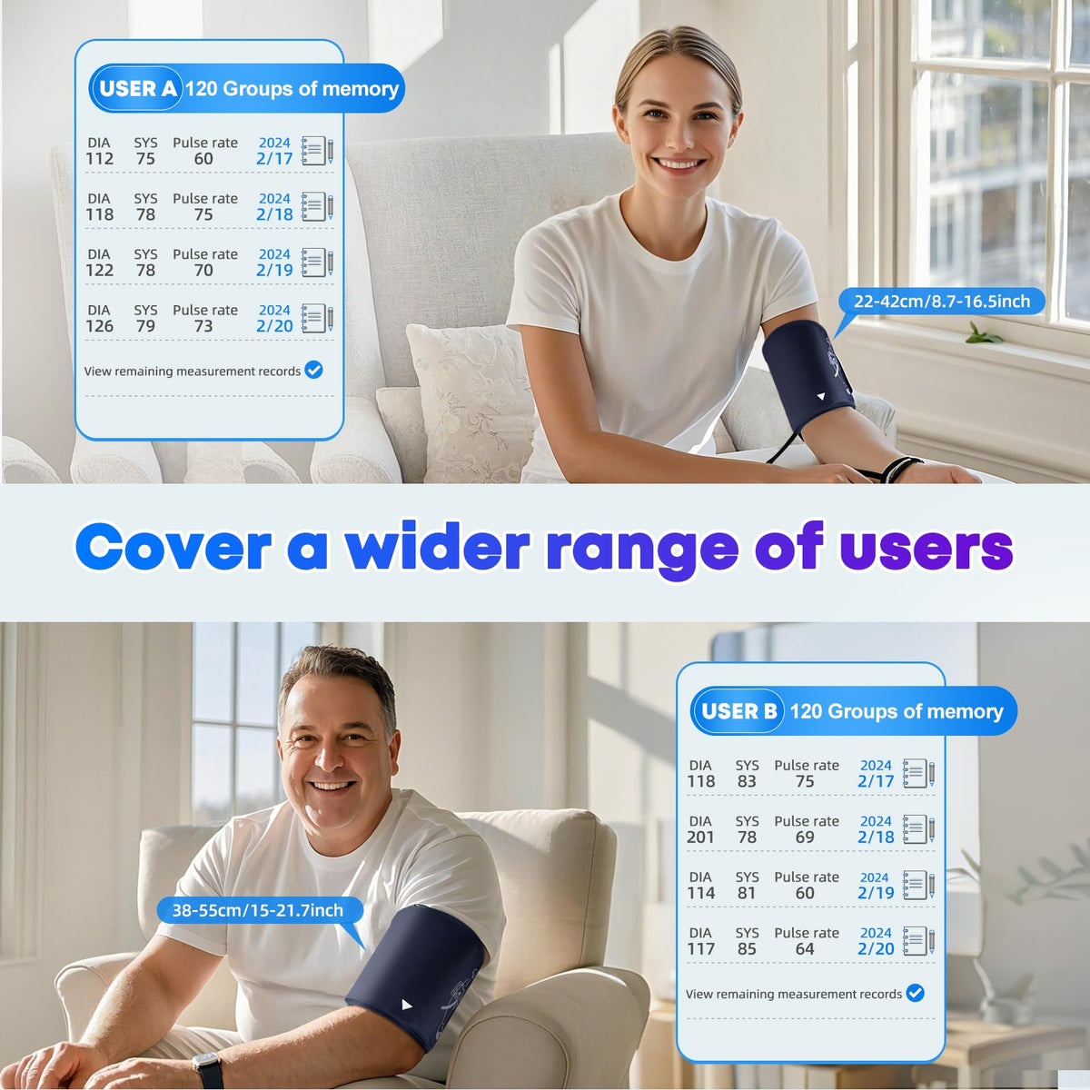 Automatic Upper Arm Blood Pressure Monitor with 2 Size Cuffs A88337