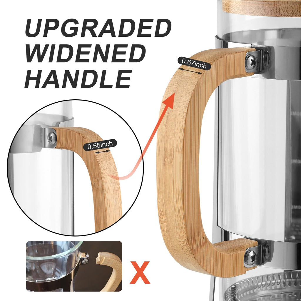 34 oz French Press Coffee Maker with Bamboo Lid N357124