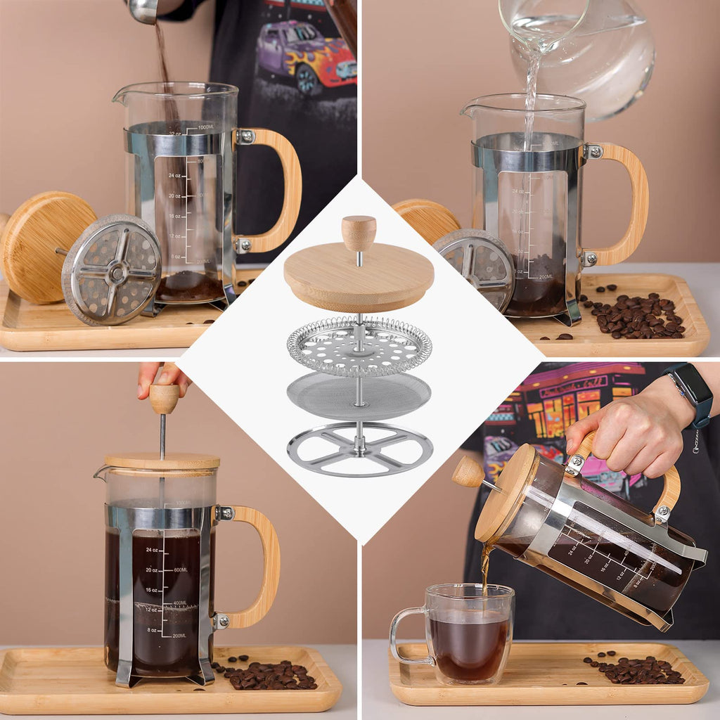 34 oz French Press Coffee Maker with Bamboo Lid N357124