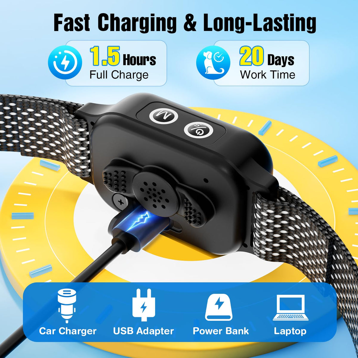 2 Pack Rechargeable Dog Bark Collar with Beep Vibration U563