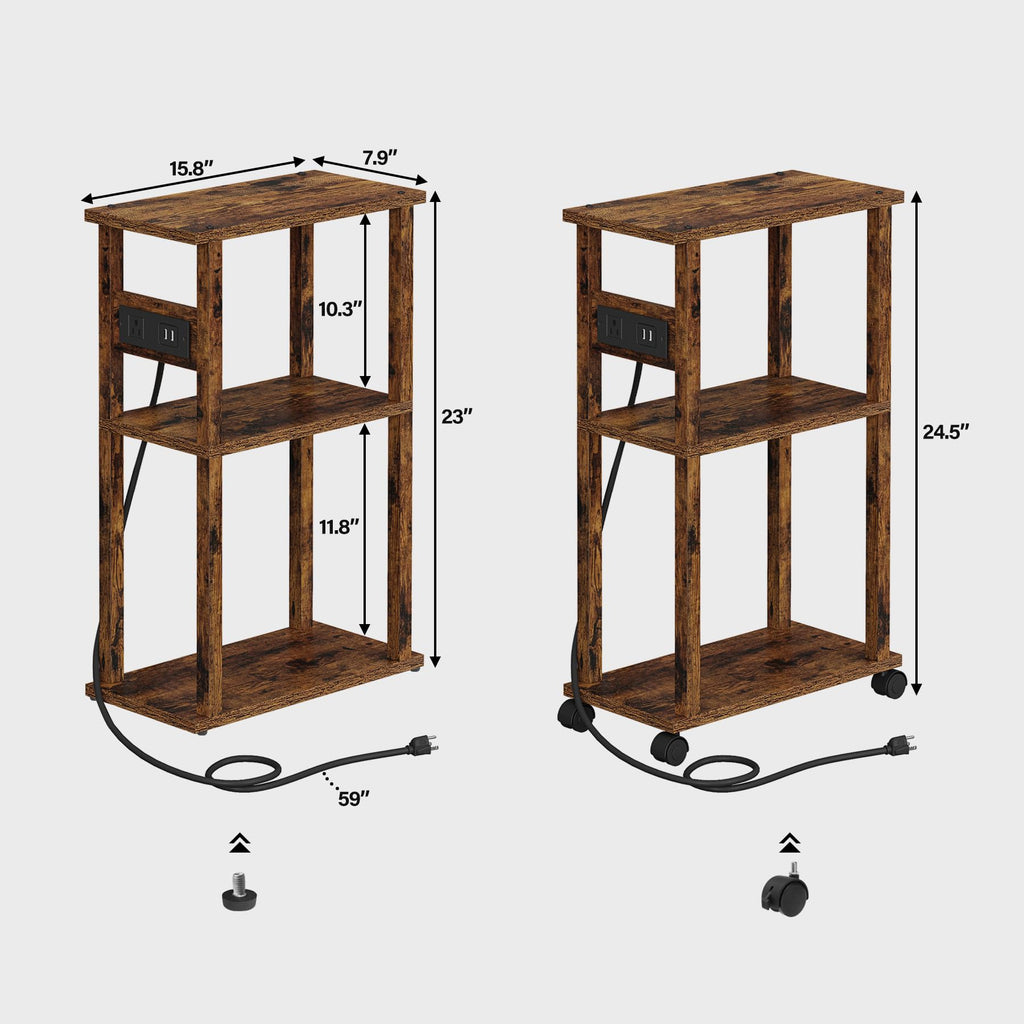 Small Narrow Side Table with Charging Station W217