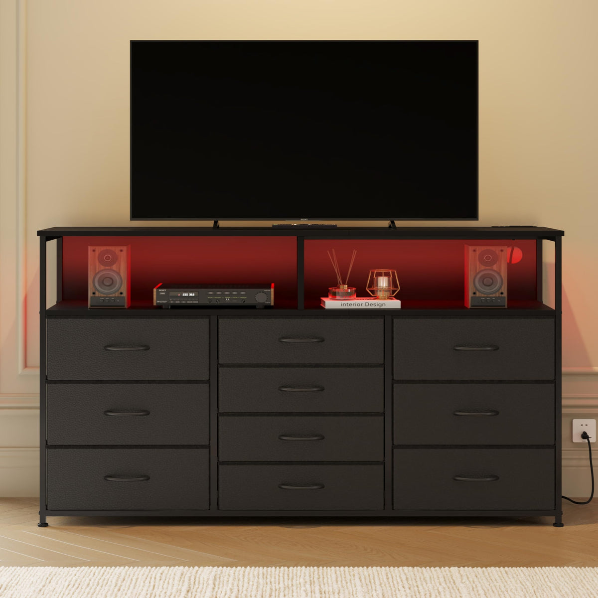 55" W 10 Drawers Dresser with LED M35476