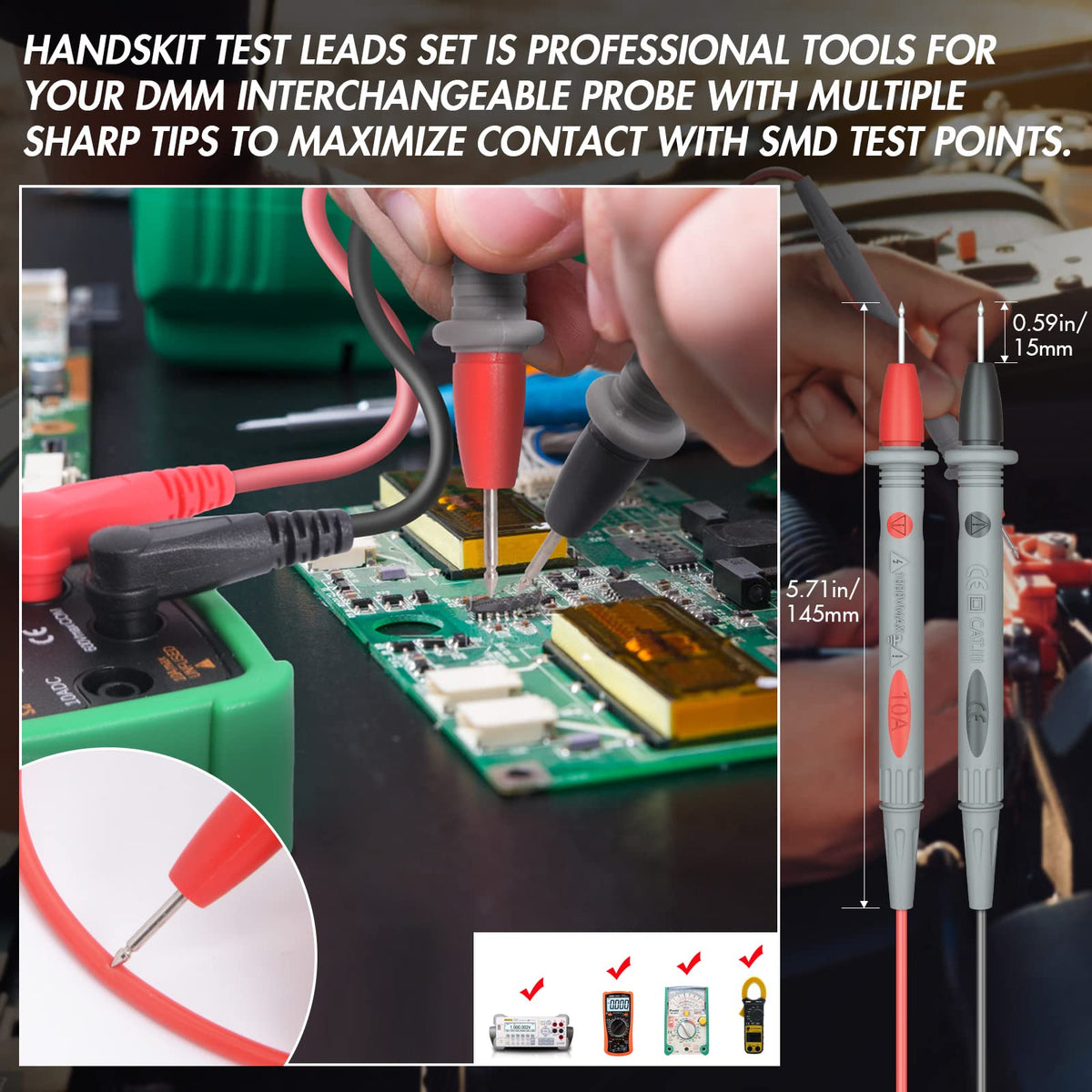Multimeter Test Leads Set with Alligator Clips K6799