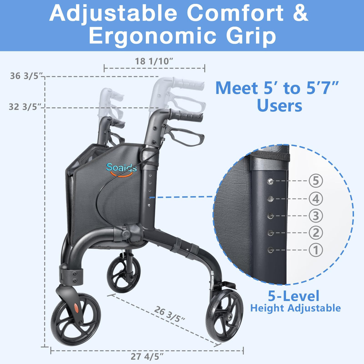 Lightweight Foldable 3 Wheel Walker R535