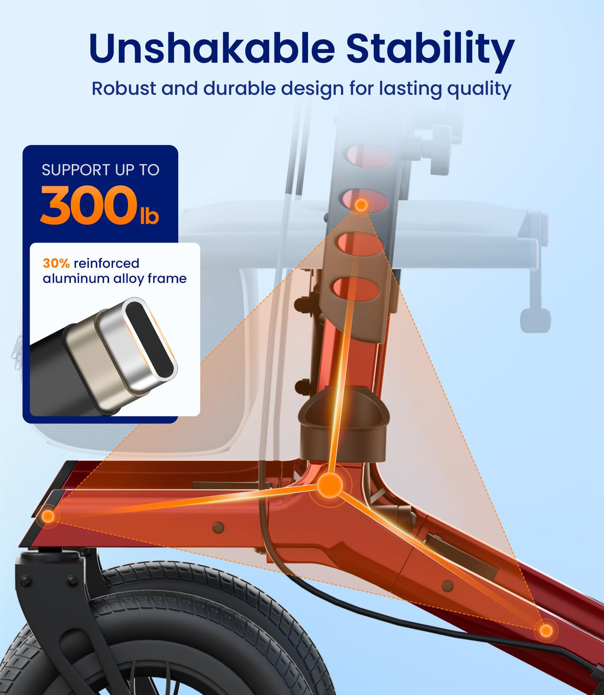 Walkers for Seniors with Seat Outdoor Rollator 12'' All Terrain Z5614