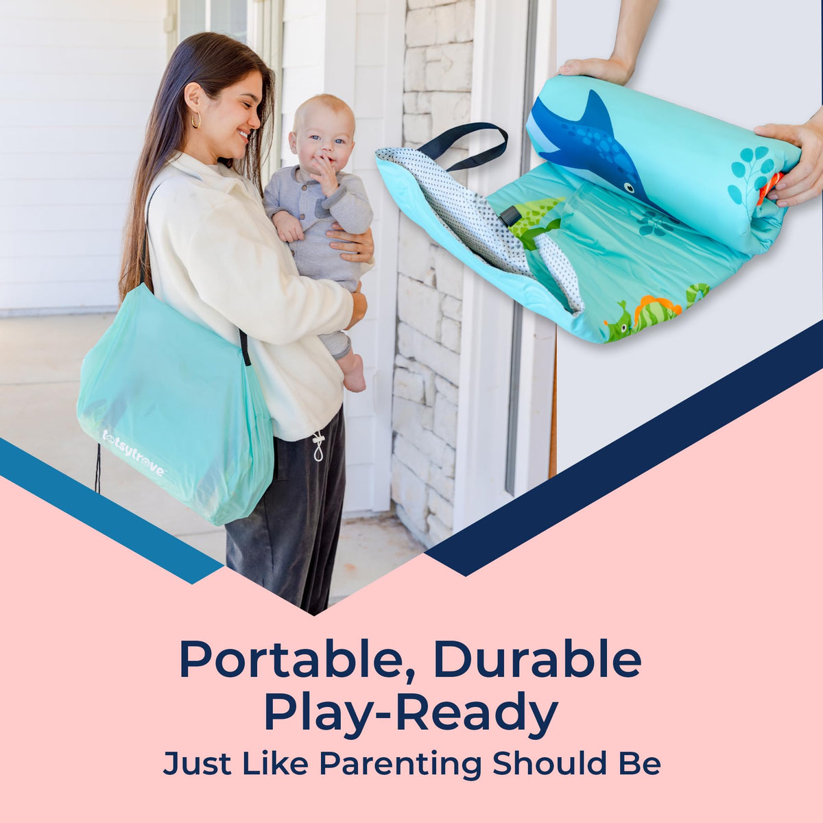 Self Inflating Hexagon Playpen Mat 52" x 45" Non-Slip Cushioned Baby Play Mat W327896