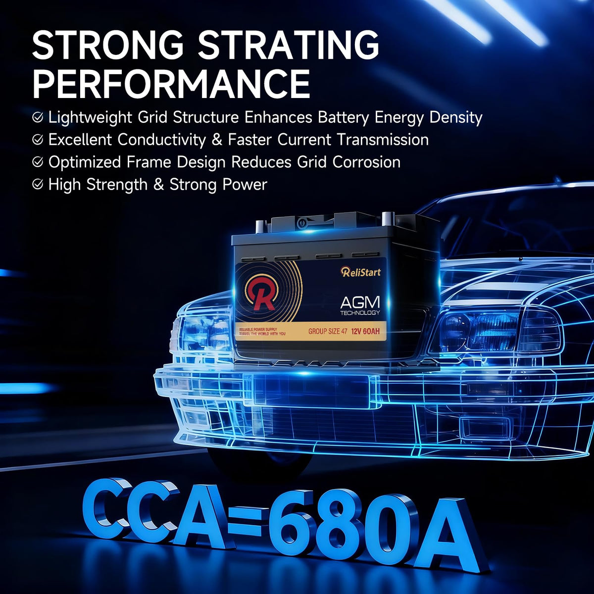 12V 60Ah 680CCA Automotive Battery X348