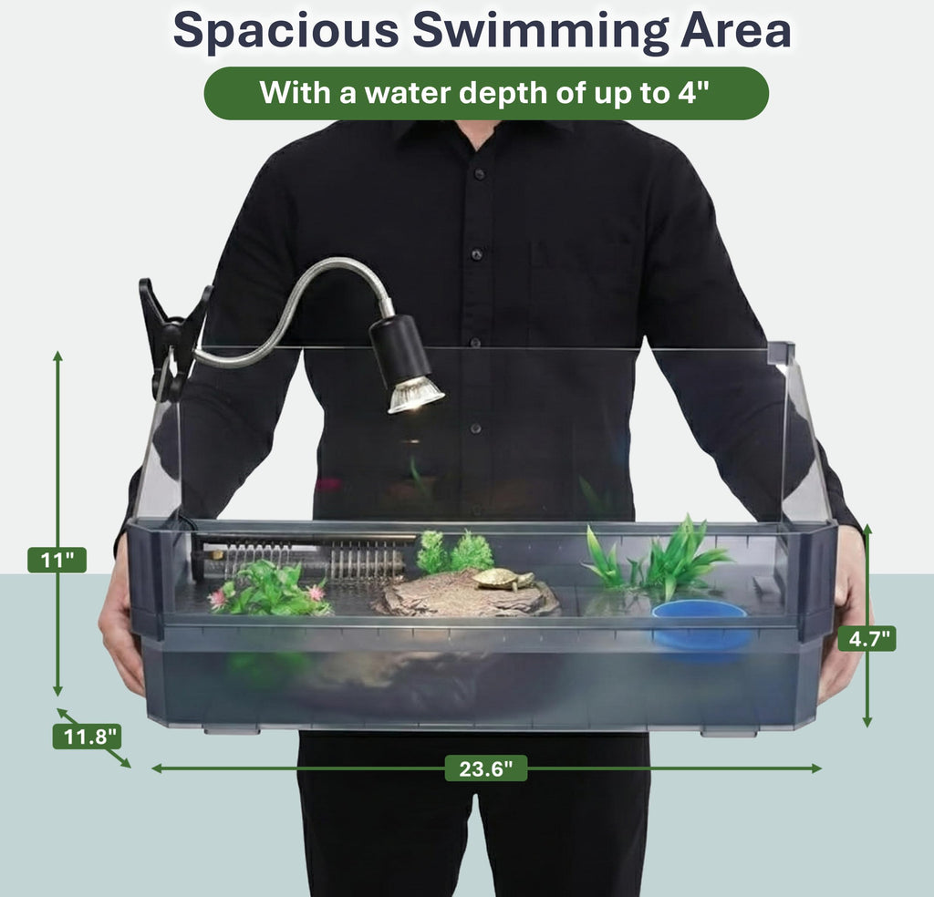 Black Turtle Tank Kit with Filter, UVB Lamp and Basking Platform N441446