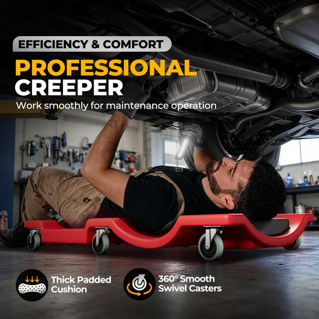 40 in Low-Profile Rolling Mechanic Creeper, Red G6597