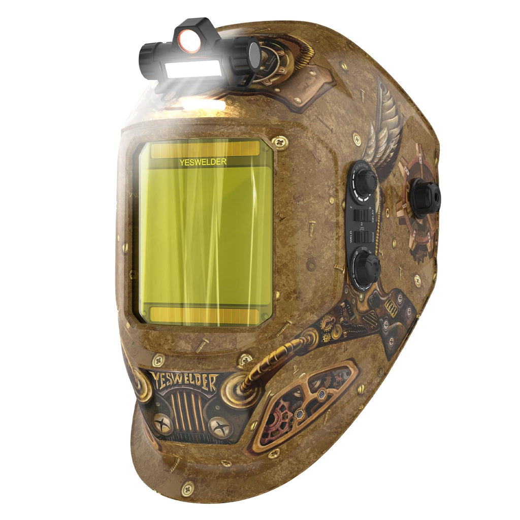 Auto-Darkening Welding Helmet with USB LED Work Light H51399