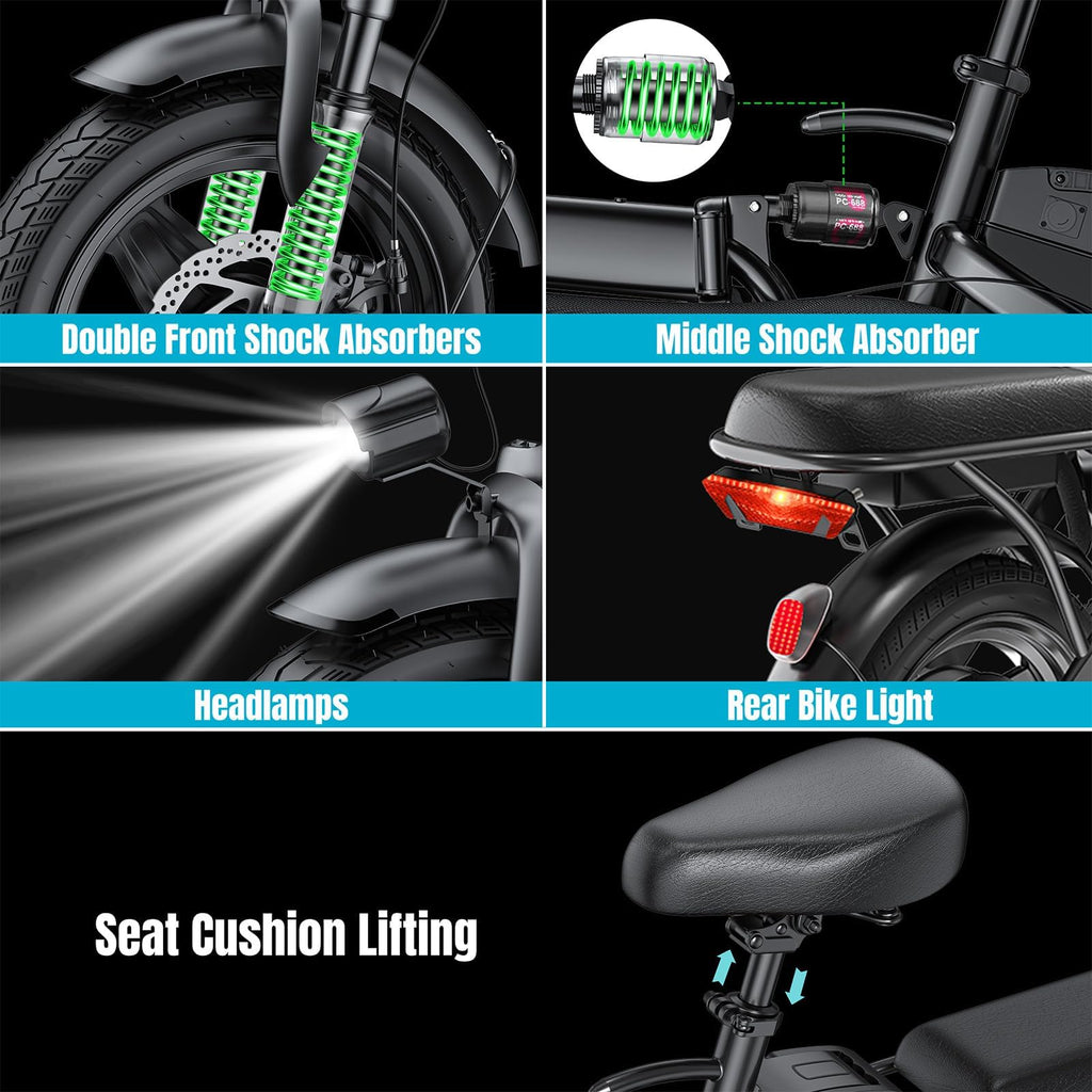560W 20MPH 32 Miles Range 48V 10Ah 14" Foldable Electric Bike E1627