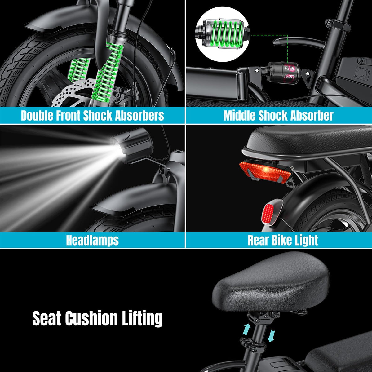 560W 20MPH 32 Miles Range 48V 10Ah 14" Foldable Electric Bike E1627