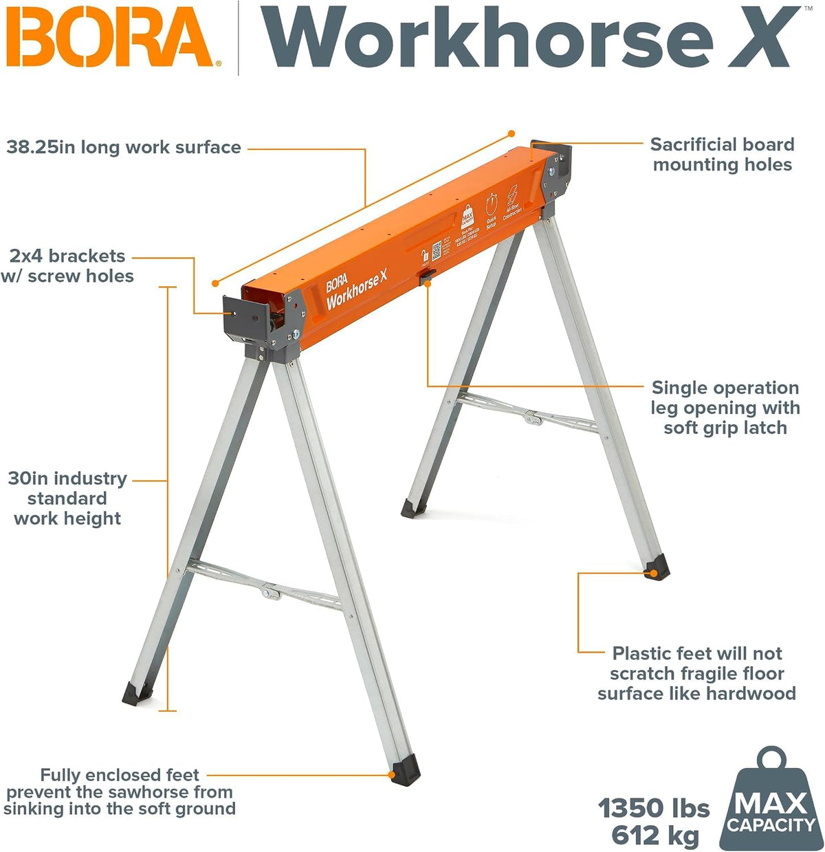 2 Pack Folding Heavy Duty Metal Sawhorse Q824781