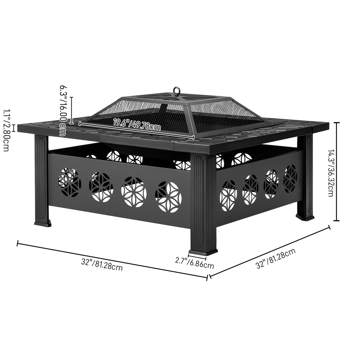 32 Inch Metal Outdoor Fire Pit J541294
