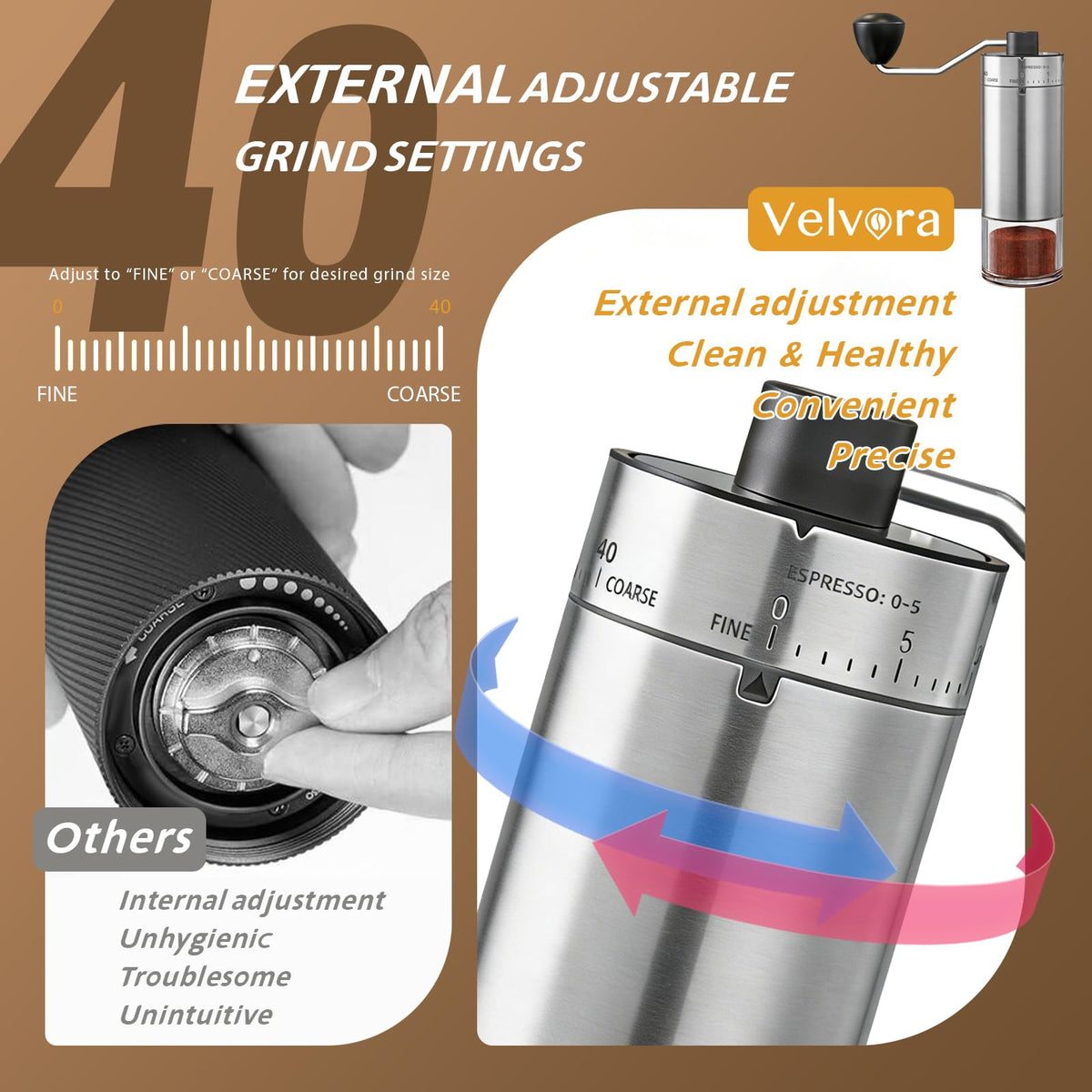 Manual Coffee Grinder, Ceramic Burr G870