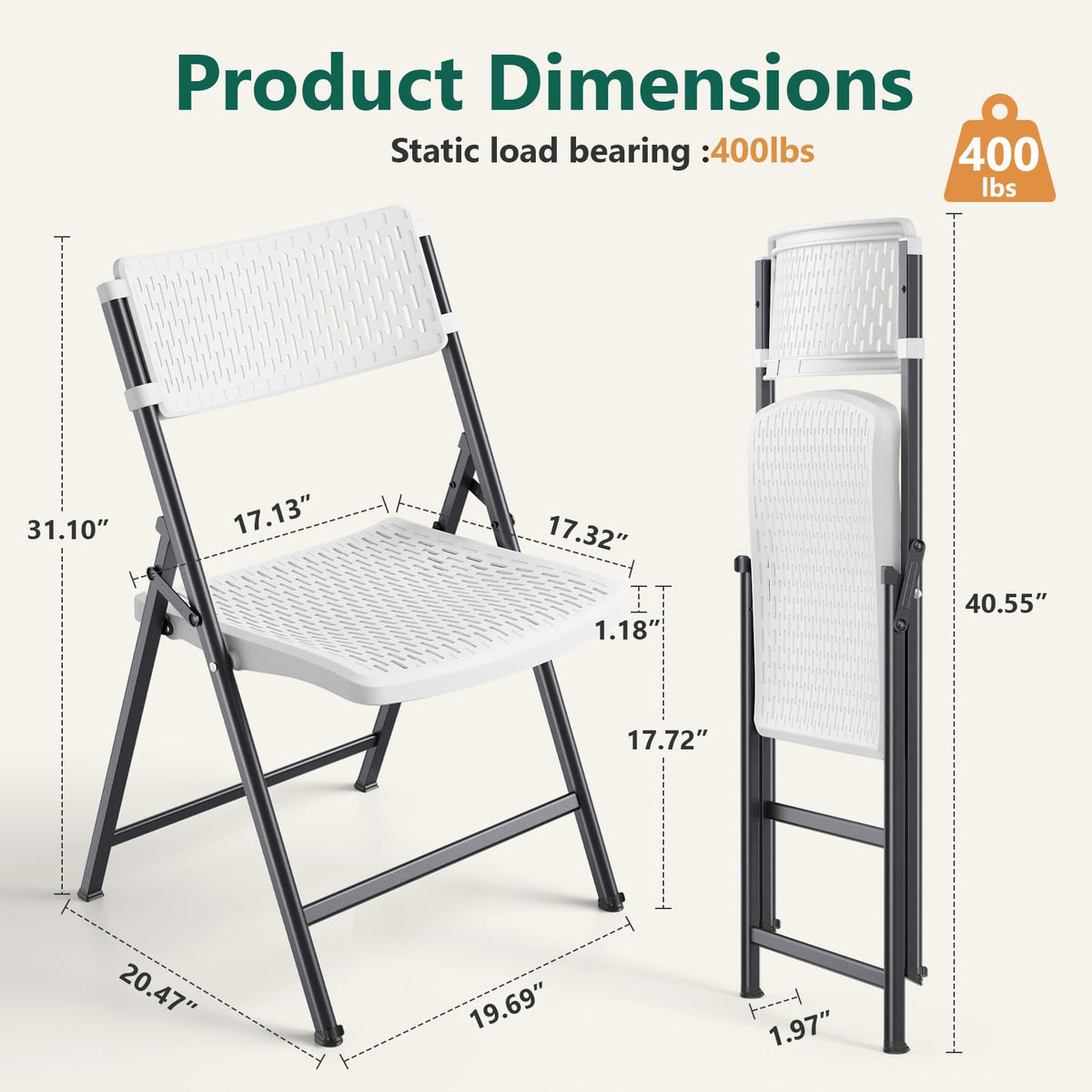 White 4-Pack Folding Chairs with Steel Frame X59535