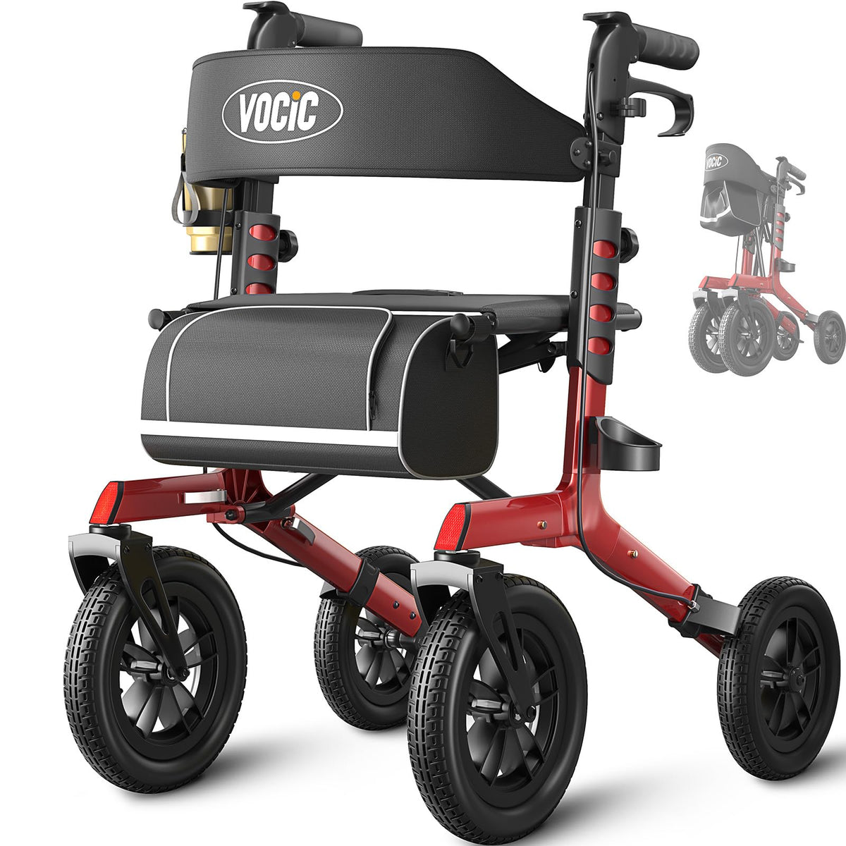 Walkers for Seniors with Seat Outdoor Rollator 12'' All Terrain Z5614